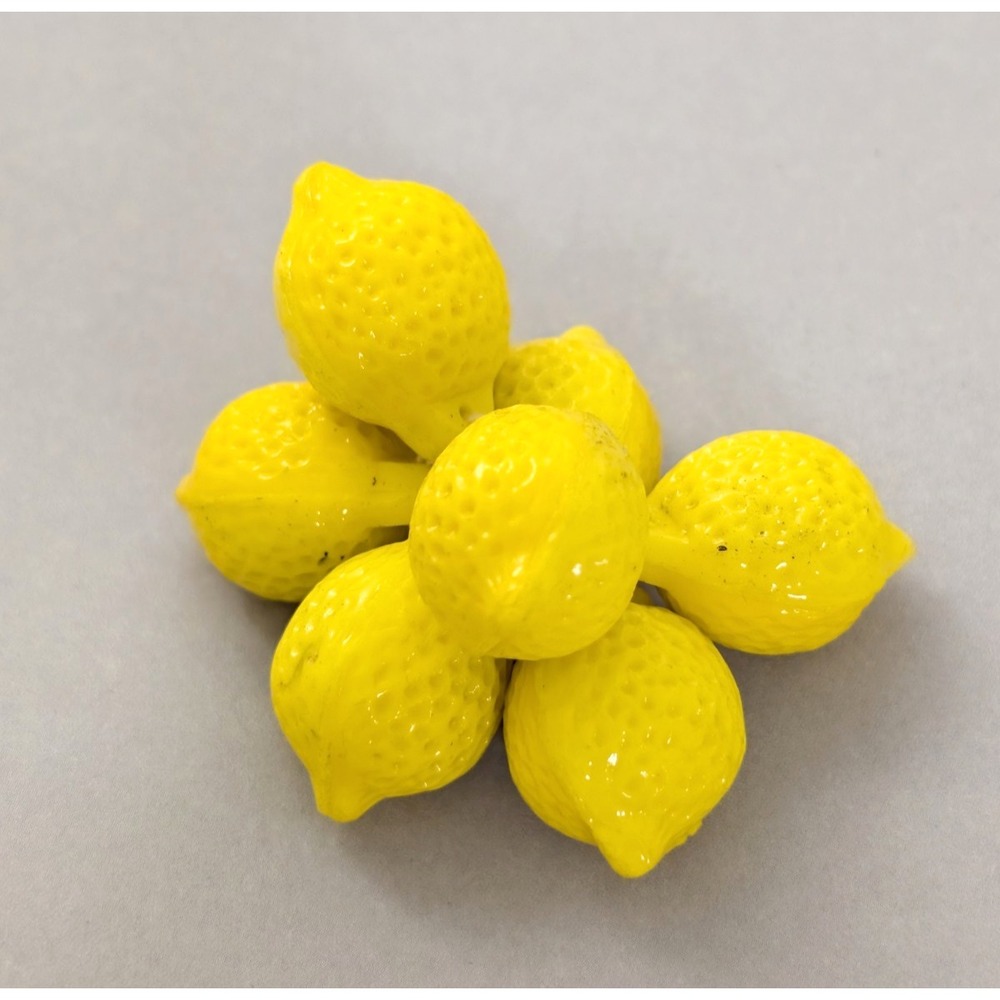 7  Vintage Yellow Lemon Glass Beads Fruit Shape Jewelry Craft Supplies 20mm